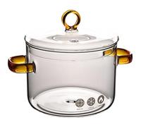 Casserole transparente avec couvercle 1, 5 L à double poignée en verre pot micro-ondes micro-ondes à mijoter des pots en verre universel résistants la chaleur pour cuire la bouillie de lait s