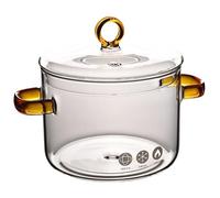 Casserole transparente avec couvercle 1, 5 L à double poignée en verre pot micro-ondes micro-ondes à mijoter des pots en verre universel résistants la chaleur pour cuire la bouillie de lait s