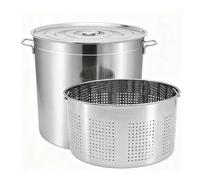 Casserole Universelle Avec Couvercle,grands Fûts En Acier 304,inoxydable,Avec Panier,couvercle,pour La Cuisine, Les Fêtes De Famille, Les Entreprises(50cm)