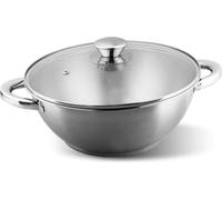 Casserole wok MagicHome Chloe, 26 cm, 5 litres, avec couvercle en verre, inox