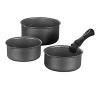 Set de 3 casseroles Gris Mat 16-18-20 cm + 1 poignée amovible - Aluminium - Revêtement anti-adhésif - Tous feux dont induction
