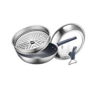 Casseroles en Alliage de Titane, woks en Titane, casseroles ménagères Non revêtues, poêles antiadhésives, woks pour cuisinière à gaz (Couleur : Argent, Taille : 32 cm)