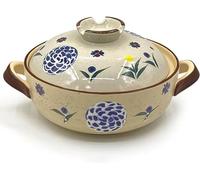 casseroles en terre cuite, Marmite en terre cuite de style marmite à soupe poêle bibimbap avec couvercle(2 Litres)