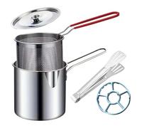 Casseroles ergonomiques en acier inoxydable à poignée unique avec passoire d'une capacité de 1,2 L pour une cuisson uniforme - Petite friteuse en acier inoxydable pour cuisses de poulet