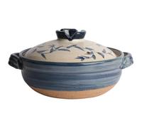 Casseroles japonaises en terre cuite résistante à la chaleur avec couvercle, grandes casseroles argile(2200ml/2Quarts)