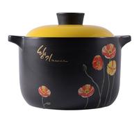 Casseroles, pots en terre cuite, cocotte naturelle avec couvercle, grande argile résistante à la chaleur(3.5L/3.2Quarts)