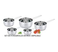 Casseroles - Royal Swiss - Acier Inoxydable - 5 pièces - Empilable - Tous feux