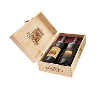 Cassetta da 2 bottiglie: Brunello e Rosso di Montalcino Banfi 2 bottiglie da 0,75 ℓ, Cassetta di legno