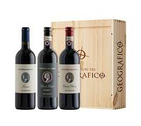 Cassetta da 3 bottiglie: Chianti Classico DOCG, Chianti Classico DOCG Riserva e Toscana IGT Contessa di Radda Geografico 3 bottiglie da 0,75 ℓ, Cassetta di legno
