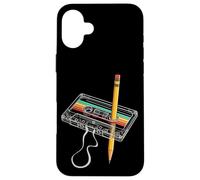 Cassette Audio, Crayon, rembobiner, années 80, Vintage, Fun Coque pour iPhone 16 Plus