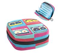 Cassette audio, pochette de rangement portable, sac de rangement pour tampons, porte-tampon pour sac à main, organisateur de produits féminins, multicolore, 4.7x6.6x6.6 in/12x17x17 cm