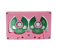 Cassette audio vierge double face 50 min - Boîtier en métal robuste pour un son et une dictée de qualité studio (rose + vert)