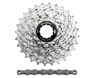 Cassette avec chaîne Sunrace R91 11-28 Route Shimano Nickel Argenté