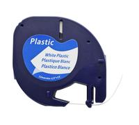 Cassette de bande d'écriture seulement compatible avec Dymo 91201, LetraTag LT-100H, S0721610, S0721700 12mm noir sur blanc Plastic