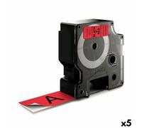 Cassette de ruban D1 plastique laminé 7mx24mm noir/rouge paquet de 5 pièces