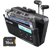 Cassette Player KLIM K7 avec écouteurs F1 - Lecteur Cassette Audio - Convertisseur Audio en MP3 - Microphone et Haut-Parleur intégrés - Batterie Rechargeable - Ecouteurs - Carte SD 16GB - Noir