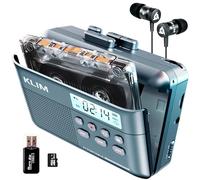 Cassette Player KLIM K7 - Lecteur Cassette Audio - Convertisseur Audio en MP3 - Microphone et Haut-Parleur intégrés - Batterie Rechargeable - Ecouteurs - Carte SD 16GB - Bleu