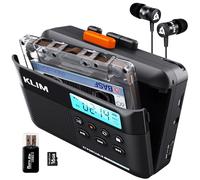 Cassette Player KLIM K7 - Lecteur Cassette Audio - Convertisseur Audio en MP3 - Microphone et Haut-Parleur intégrés - Batterie Rechargeable - Ecouteurs - Carte SD 16GB - Noir-Orange