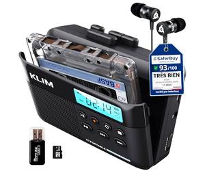 Cassette Player KLIM K7 - Lecteur Cassette Audio - Convertisseur Cassette Audio en MP3 - Microphone et Haut-Parleur intégrés - Batterie Rechargeable - Ecouteurs - Carte SD 32GB - Noir
