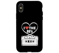 Cassette rétro années 80 avec Inscription « I Love The 80s » en Forme de cœur Coque pour iPhone X/XS