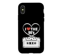 Cassette rétro années 90 avec Inscription « I Love The 90s » en Forme de cœur Coque pour iPhone X/XS