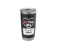 Cassette rétro années 90 avec inscription « I Love The 90s » en forme de cœur Gobelet isotherme en acier inoxydable double paroi