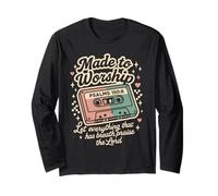 Cassette rétro Faite pour Adorer Les psaumes 150:6 Musique chrétienne Manche Longue