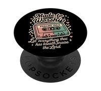 Cassette rétro Faite pour Adorer Les psaumes 150:6 Musique chrétienne PopSockets PopGrip Adhésif