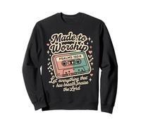 Cassette rétro Faite pour Adorer Les psaumes 150:6 Musique chrétienne Sweatshirt