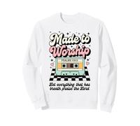 Cassette rétro Faite pour Adorer Les psaumes 150:6 Musique chrétienne Sweatshirt