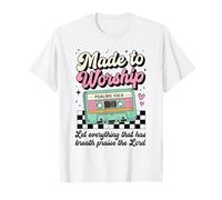 Cassette rétro Faite pour Adorer Les psaumes 150:6 Musique chrétienne T-Shirt