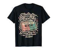 Cassette rétro Faite pour Adorer Les psaumes 150:6 Musique chrétienne T-Shirt