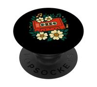 Cassette rétro Motif Floral PopSockets PopGrip Adhésif