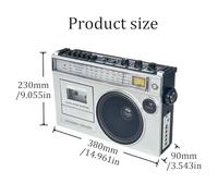 Cassette RéTro Style AnnéEs 80 avec Radio Am/Fm,Lecteur Cassette Boombox Retro,Enregistreur de Bande RéTro,Fonction de Transcription,Appareil Intelligent Connectable,pour la Maison,Squa(Color:silvery)