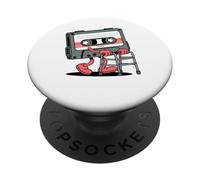 Cassette Tap Player Retro Music Vintage Musicien Old Mixtape PopSockets PopGrip Adhésif