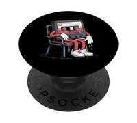 Cassette Tap Player Retro Music Vintage Musicien Old Mixtape PopSockets PopGrip Adhésif