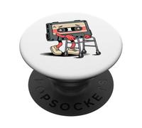 Cassette Tap Player Retro Music Vintage Musicien Old Mixtape PopSockets PopGrip Adhésif