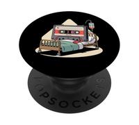 Cassette Tap Player Retro Music Vintage Musicien Old Mixtape PopSockets PopGrip Adhésif