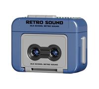 Cassette Tape Keychain - Portable Voice Recording Pendant, Retro Miniature Blue Red Finish, 5.5x2.2x4.1cm Compact Size + Built-in Speaker, durablee ABS Resin Housing- for Car Keys & Backpacks