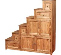 Cassettiera Mobile Biscottini Country En Bois Massif de Tilleul 140x42x142 Rouge