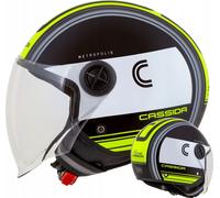 Cassida JetHelm Handy Metropolis noir/blanc/jaune fluo/gris XS (53 - 54cm) + cagoule