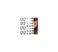 CASSIECA Lot de 11 paires de boucles d'oreilles en acier chirurgical 316L pour homme et femme - Boucles d'oreilles médicales et créoles pour plusieurs piercings - Plaqué or 14 carats