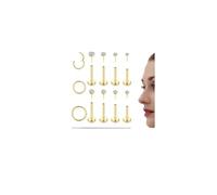 CASSIECA Piercing Labret en Acier Inoxydable - Tragus, Nez, Oreille, Helix et Conch Cartilage Medusa - Hypoallergénique Or et Argent 20G 18G 16G