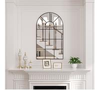 CASSILANDO 105 x 60 cm Miroir de fenêtre arqué, cadre noir, miroir de décoration de fenêtre