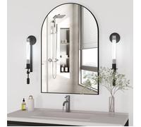 CASSILANDO 60 x 90 cm Miroir de salle de bain ovale , cadre en métal, alliage d'aluminium, miroir mural unique, noir