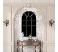 CASSILANDO 80 x 50 cm Miroir de fenêtre arqué, cadre noir, miroir de décoration de fenêtre