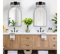 CASSILANDO Lot de 2 miroirs muraux bombés - 50 x 75 cm - Grand Miroir de Maquillage avec Cadre en métal - Miroir Mural bombé pour entrée, cheminée, Chambre à Coucher (Noir)