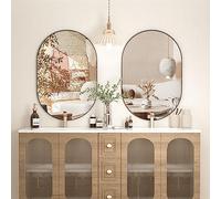 CASSILANDO Lot de 2 miroirs ovales, 50,8 x 76,2 cm, Miroir Ovale de Salle de Bain, Miroir de Salle de Bain, Chambre à Coucher à Suspendre horizontalement ou verticalement, Miroir Mural Unique, Noir