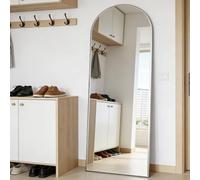 CASSILANDO Miroir complet arqué, 162 x 53 cm, miroir de sol, autoportant, avec support pour chambre à coucher, miroir monté à suspendre, pour salon, vestiaire, argenté