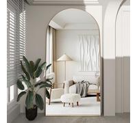 CASSILANDO Miroir Complet arqué, 180 x 80 cm, Miroir de Sol, autoportant, avec Support, pour Chambre à Coucher, Salon, vestiaire, Doré